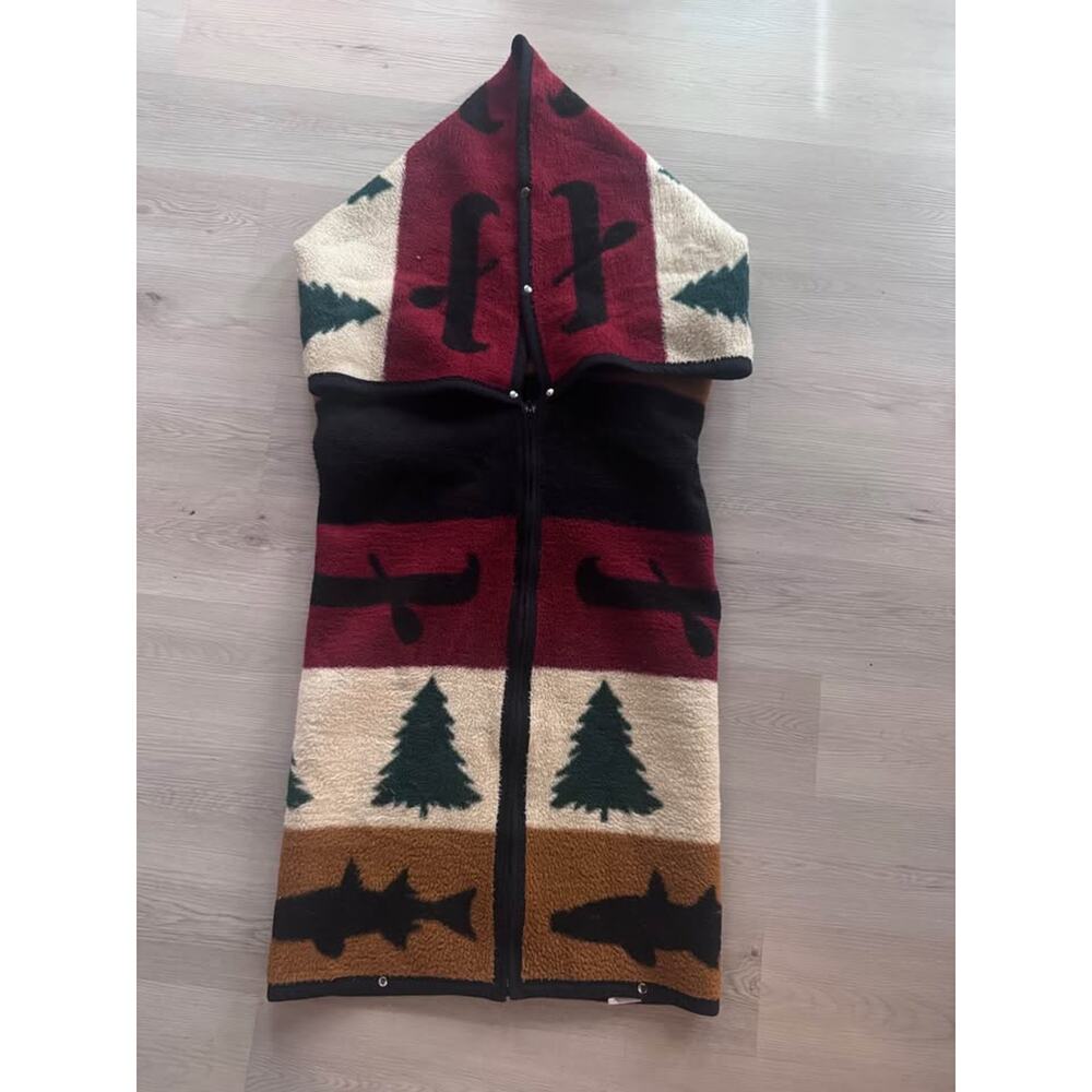 Vintage Biederlack Cuddle Wrap Blanket Southwest Snap Camp Zip Wearable - Picture 2 of 10